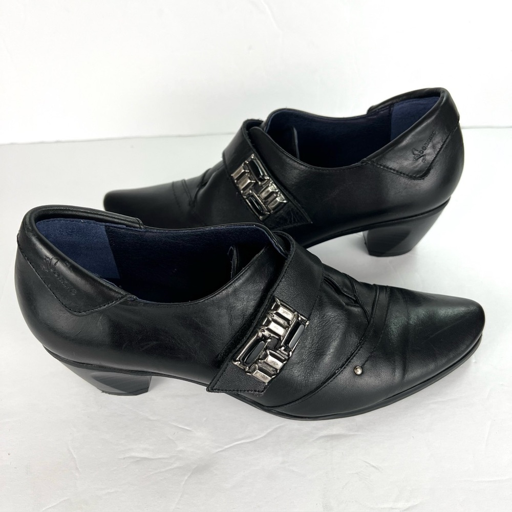 Dorking by Fluchos Ornament Trim Leather 2” Heeled Shoes sz 7.0 Black Career